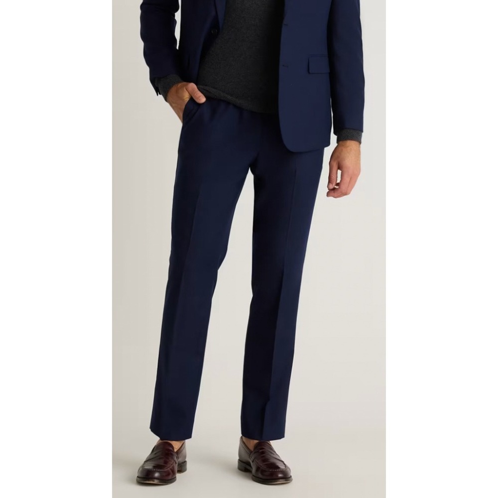 Quince Quince Mens Italian Wool Dress Pants Slim Fit Blue Stretch Luxury 40x32